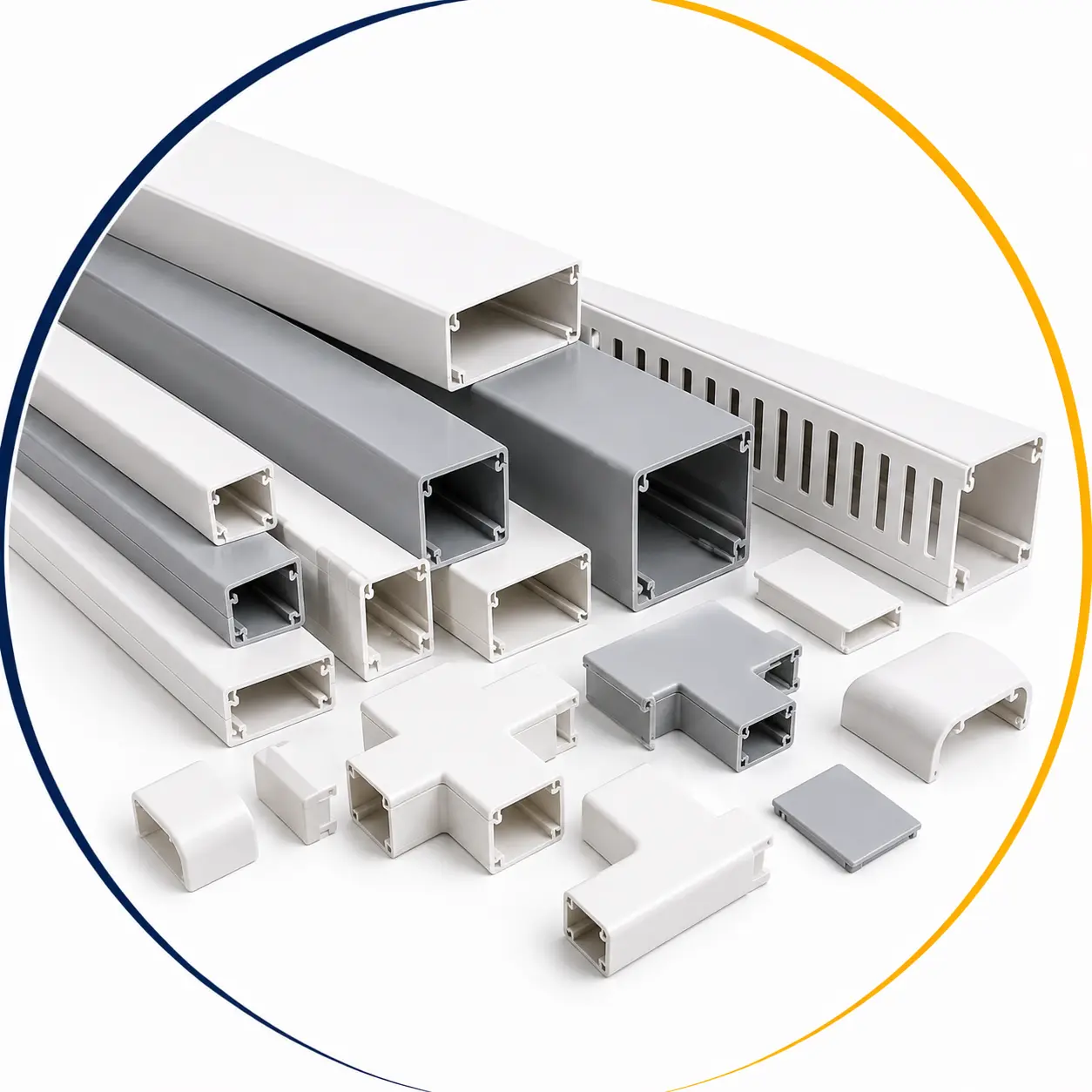 داکت ساده cable-duct داکت شیاردار slotted-duct ترانکینگ cable-trunking متعلقات داکت و ترانک duct-trunking-accessories